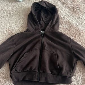 h&m cropped chocolate brown jacket